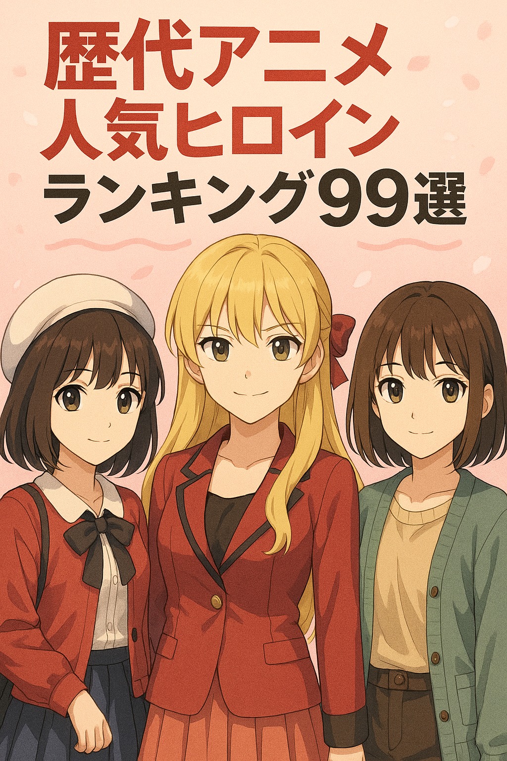歴代アニメの人気ヒロインランキング99選！有名アニメの可愛いヒロインもいれば、マイナーな可愛い女の子キャラクターも多数います！あなたが知らないヒロインやキャラの名前もあると思いますよ♪